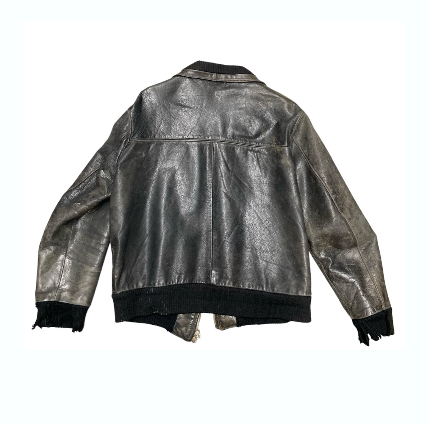 1960'S BLACK LEATHER DISTRESSED WALKENHORST JACKET