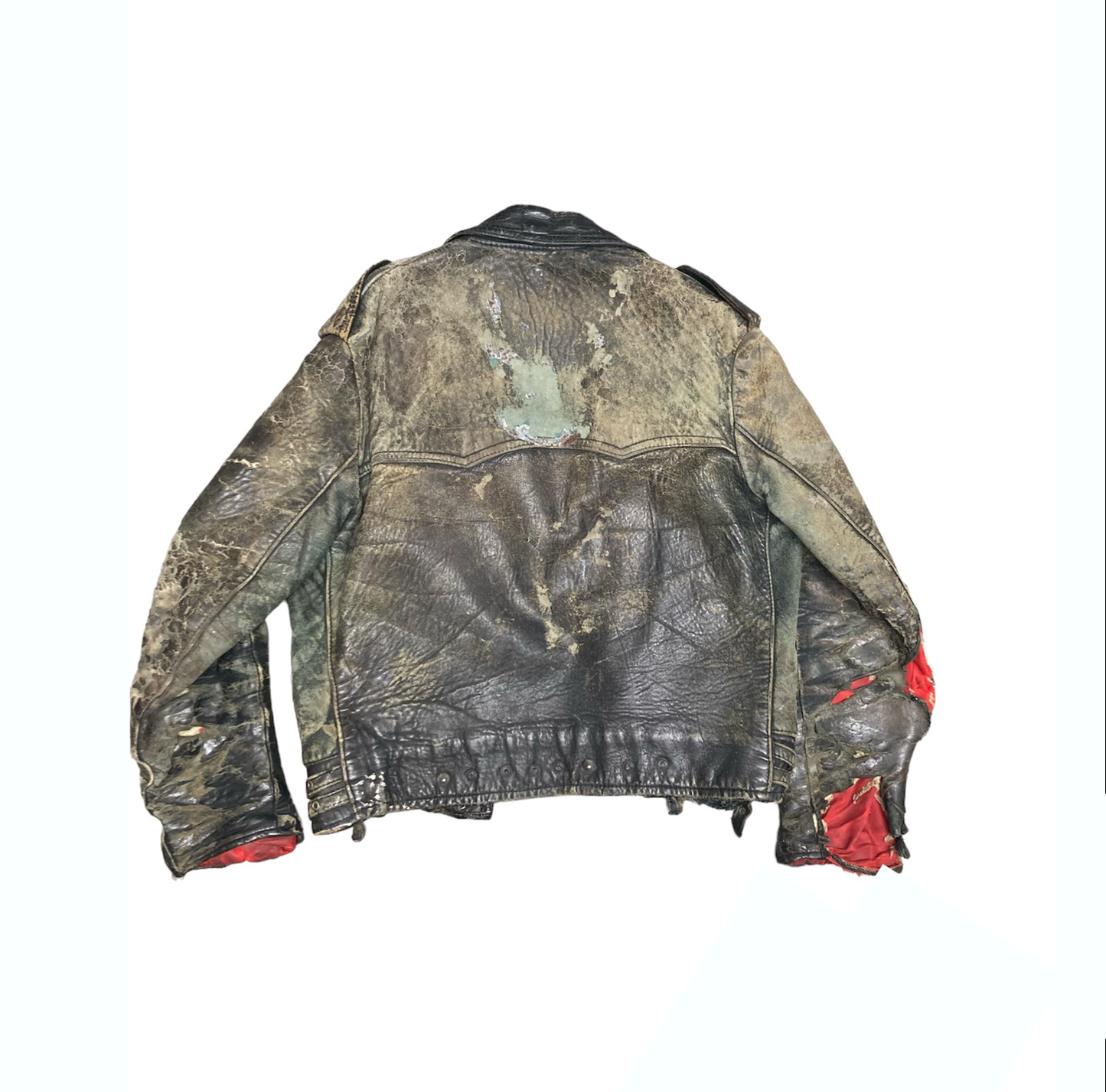 BLACK LEATHER DISTRESSED JACKET