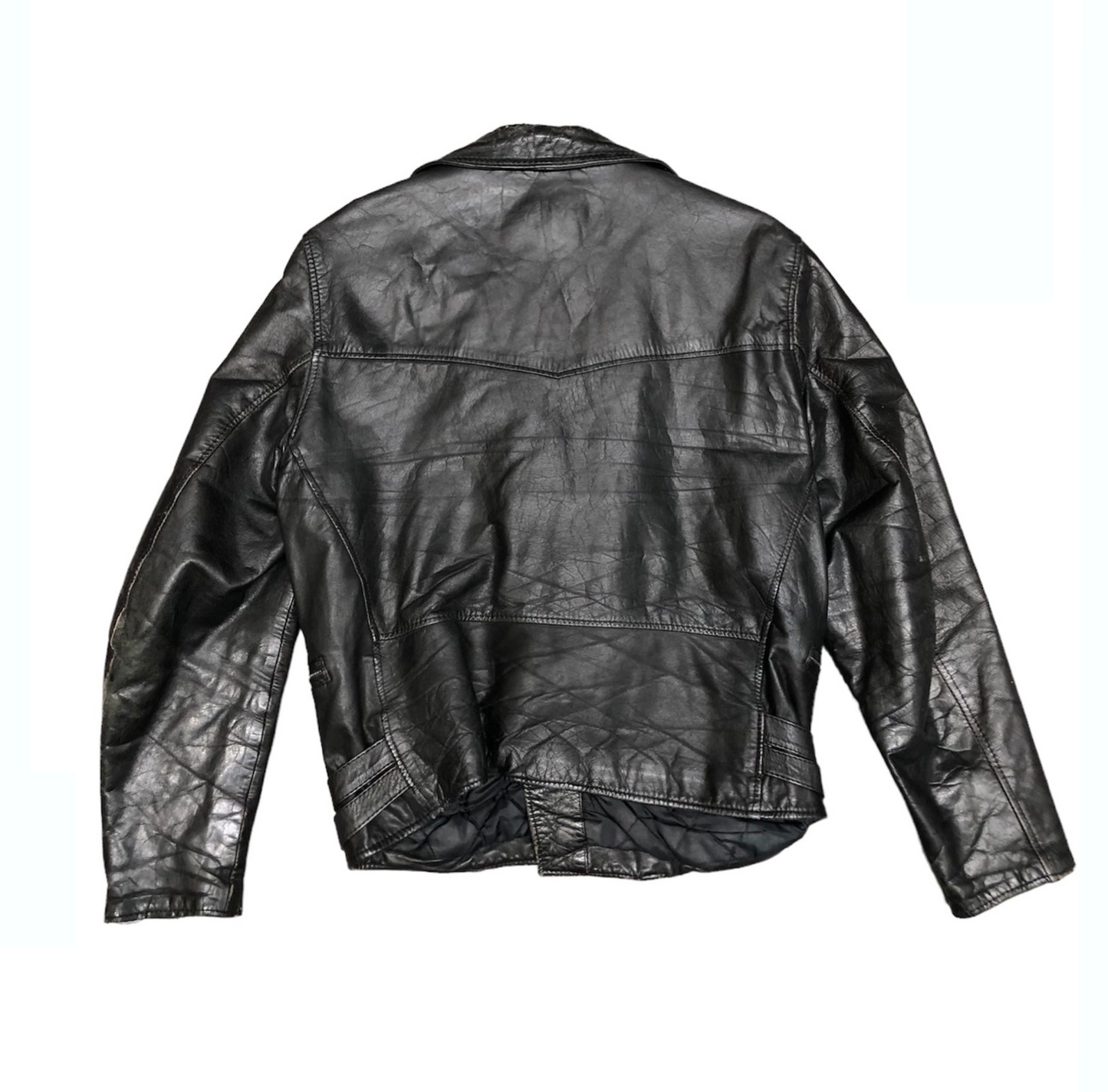 BLACK LEATHER VINTAGE JACKET
