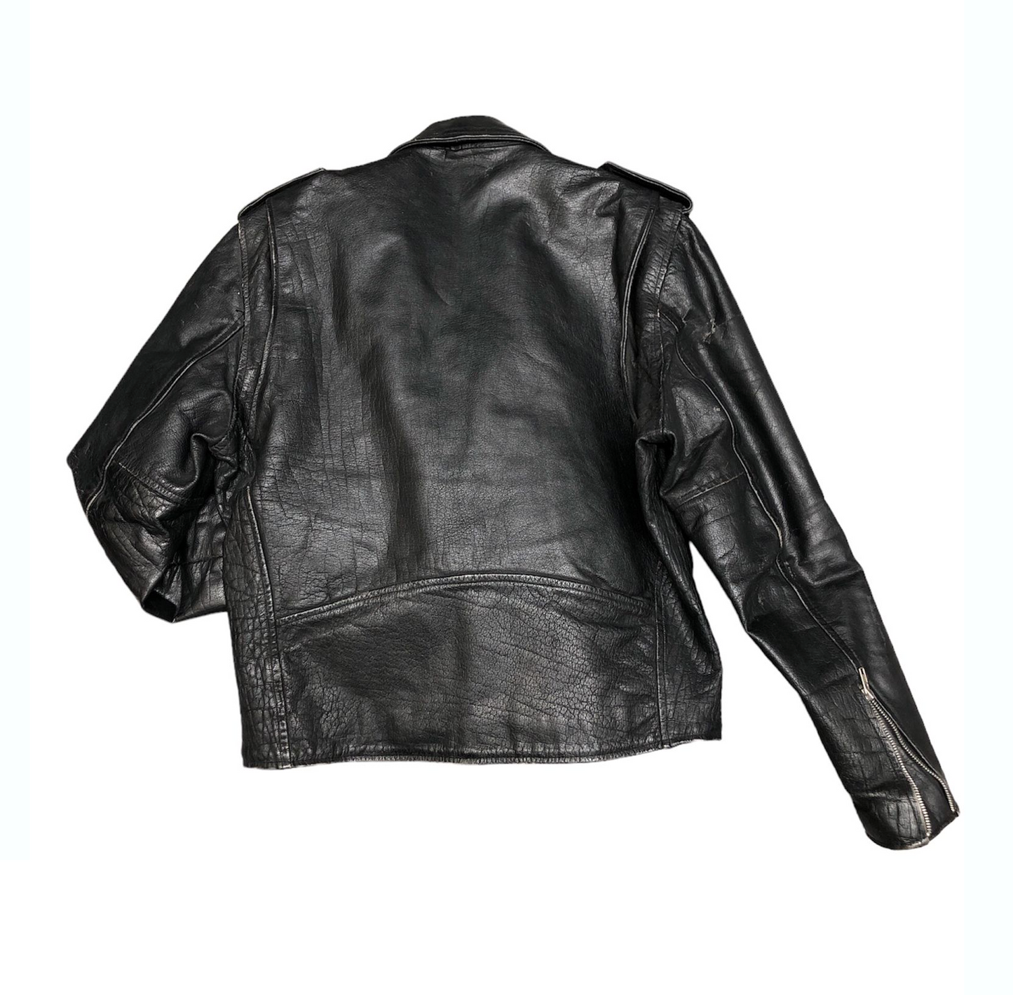 BLACK LEATHER VINTAGE JACKET