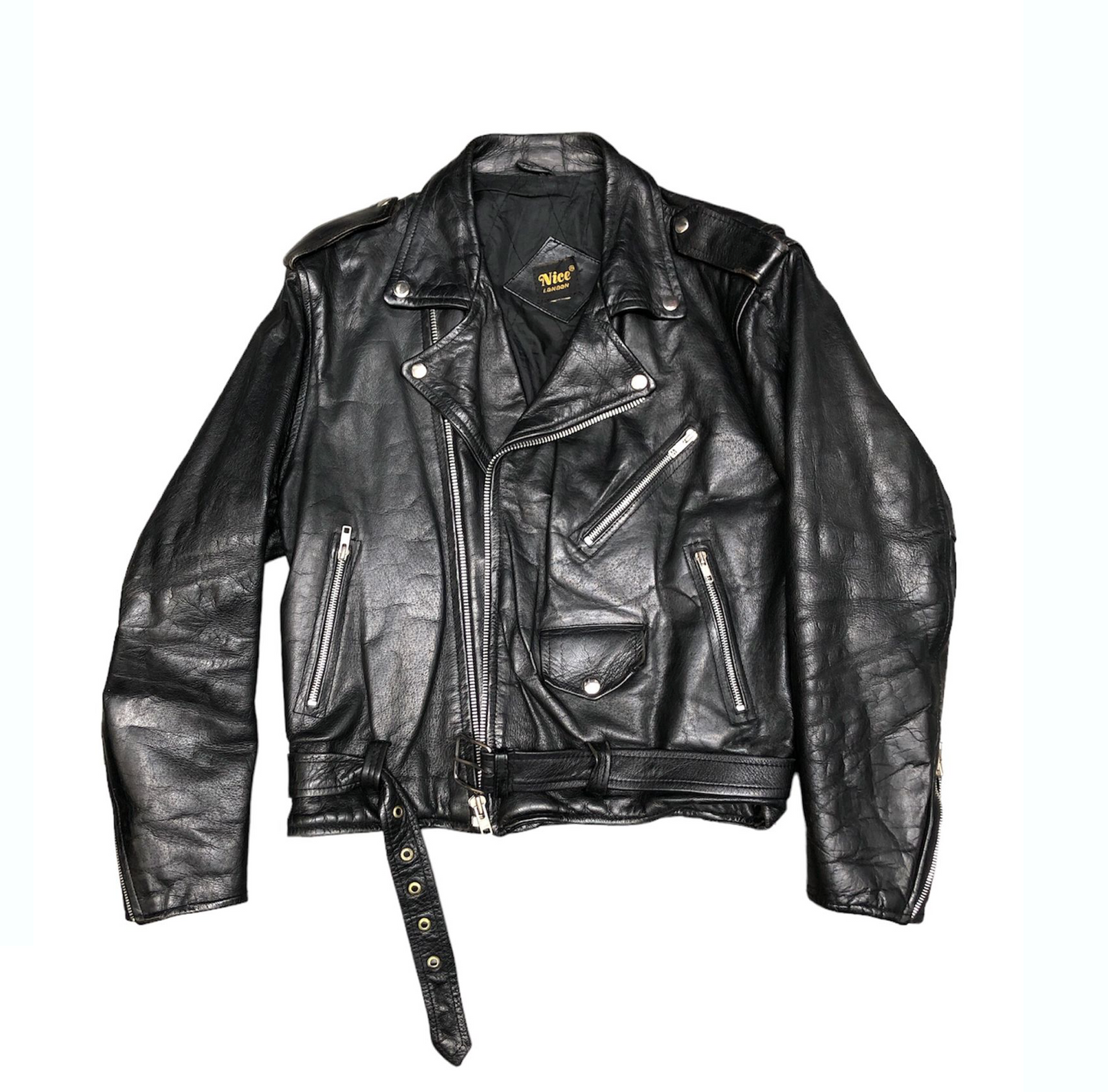 BLACK LEATHER VINTAGE JACKET