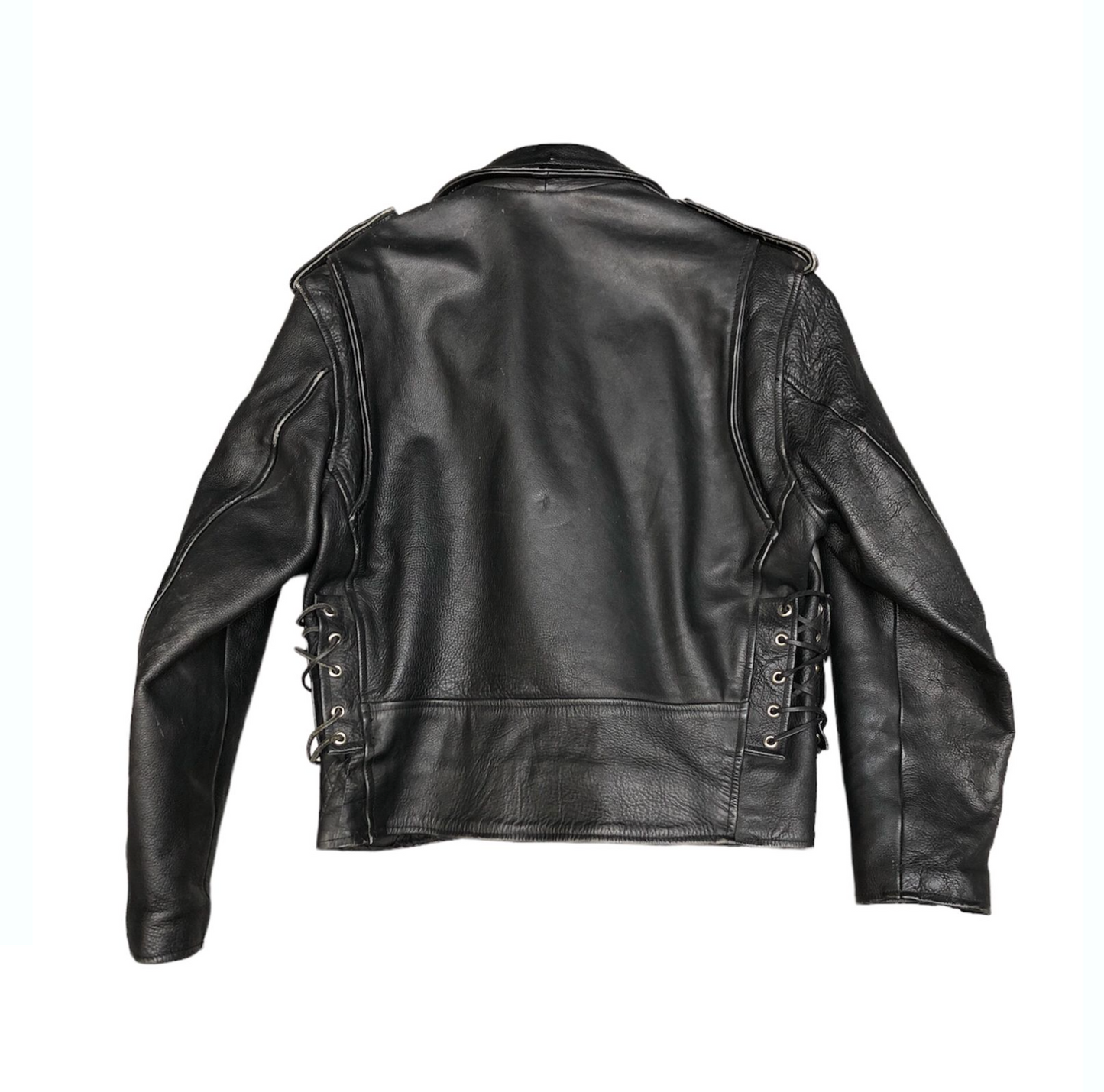 BLACK LEATHER VINTAGE JACKET