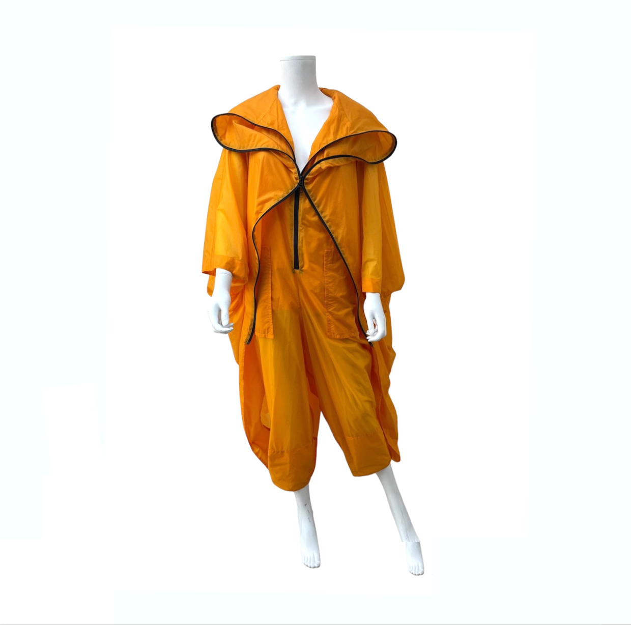 ISSEY MIIYAKE ORANGE NYLON ZIP COAT OVERALL